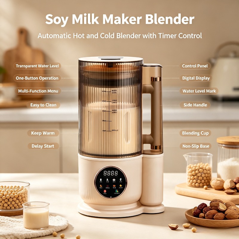 Kitchen Appliances Uk - خلاط صامت أوتوماتيكي لصنع حليب الصويا