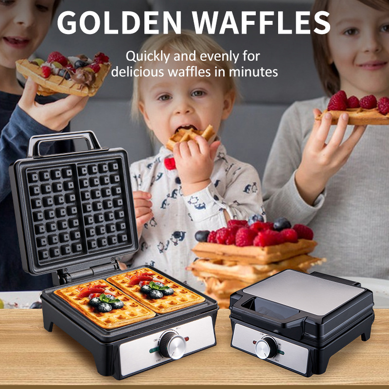 Waffle Iron Belgian - صانع الوافل 2 شرائح قابل للتعديل