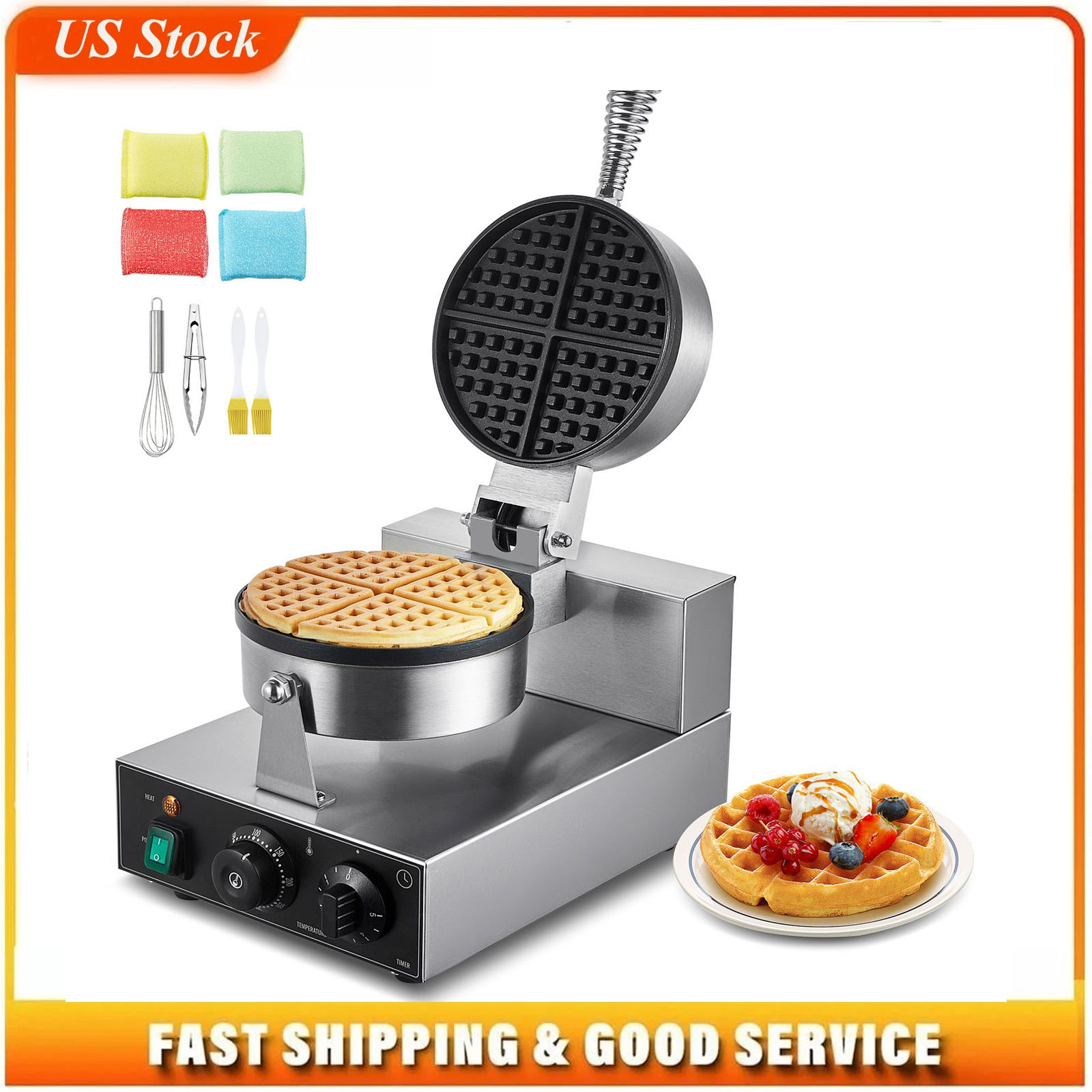 Waffle Iron Belgian - آلة صنع الوافل التجارية، جهاز خبز