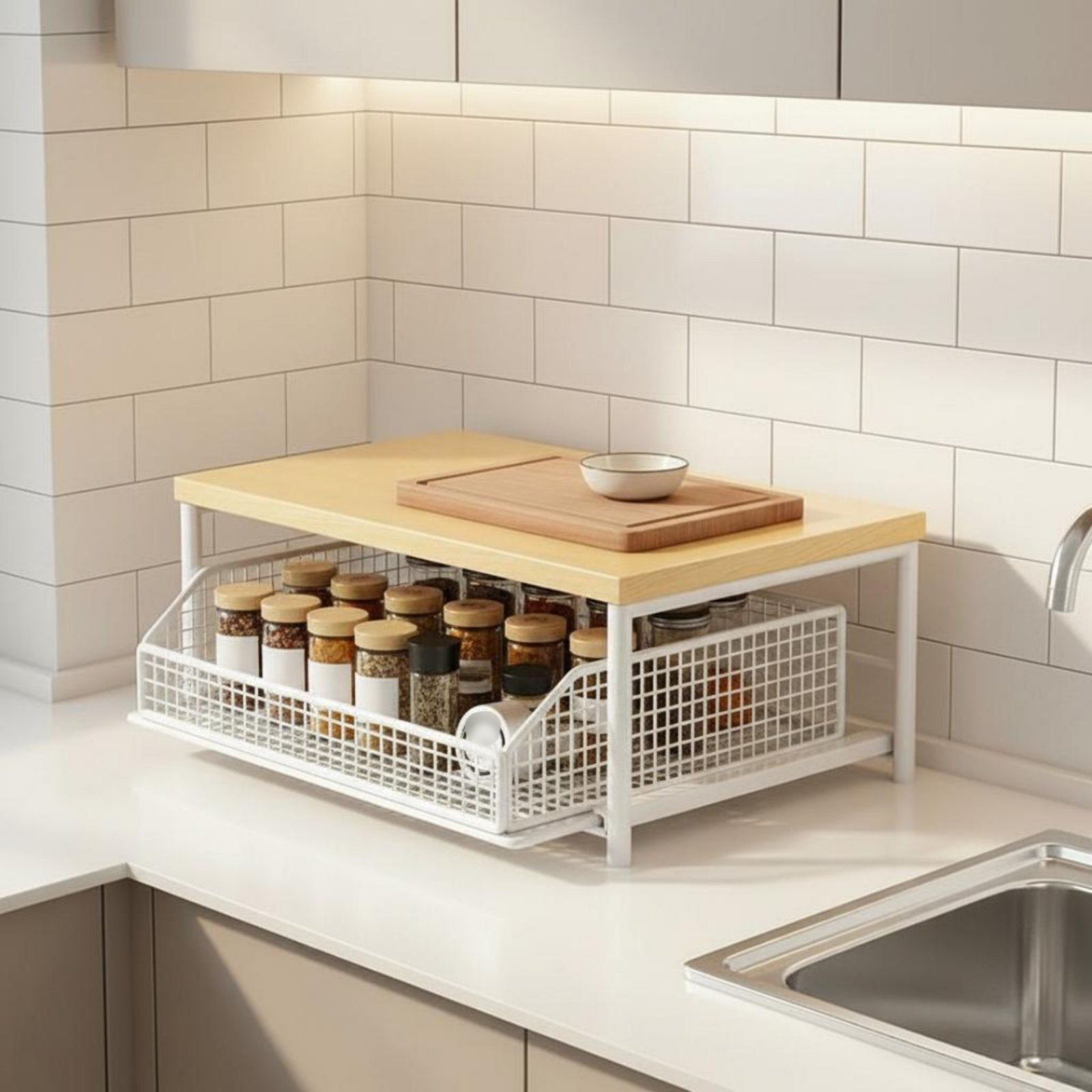 رف مطبخ من طبقتين لتوفير المسا - مراجعة Kitchen Appliances Rack وسعره